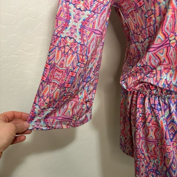 Nanette Lepore Swim Pink Solana Printed Jersey Tunic V-Neck Coverup Size S - Picture 4 of 13